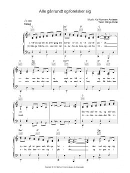 page one of Alle Gar Rundt Og Forelsker Sig (Piano, Vocal & Guitar Chords)