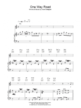 page one of One Way Road (Piano, Vocal & Guitar Chords)
