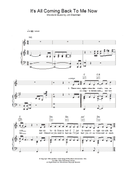 page one of It's All Coming Back To Me Now (Piano, Vocal & Guitar Chords (Right-Hand Melody))