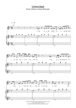 page one of Uninvited (Piano, Vocal & Guitar Chords)