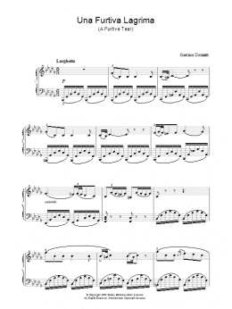 page one of Una Furtiva Lagrima (A Furtive Tear) (Piano Solo)