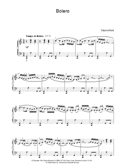 page one of Ravel's Bolero (Piano Solo)