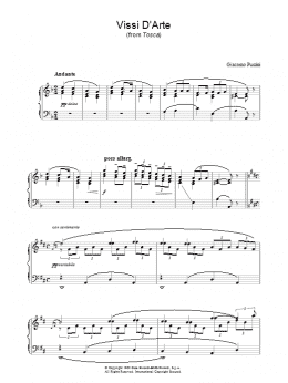 page one of Vissi D'Arte (from Tosca) (Piano Solo)