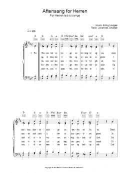 page one of Aftensang For Herren - For Herren Lad Os Singe (Piano, Vocal & Guitar Chords)