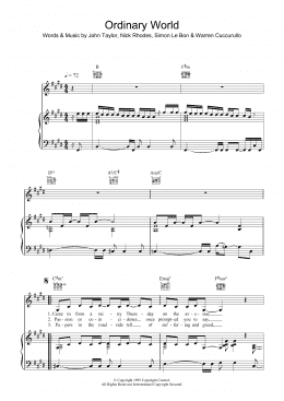 page one of Ordinary World (Piano, Vocal & Guitar Chords)