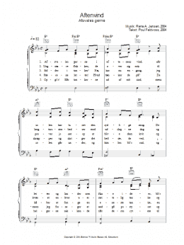 page one of Aftenvind - Afsvales Gerne (Piano, Vocal & Guitar Chords)