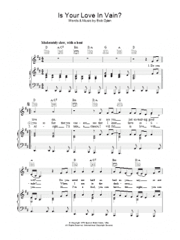 page one of Is Your Love In Vain (Piano, Vocal & Guitar Chords)