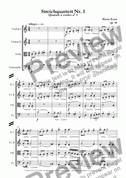 page one of String Quartet/Quatuor à cordes, op. 16
