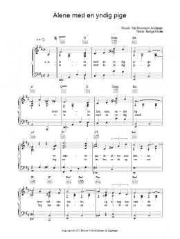 page one of Alene Med En Yndig Pige (Piano, Vocal & Guitar Chords)