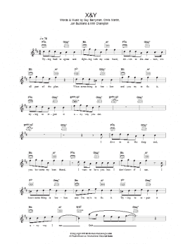 page one of X&Y (Lead Sheet / Fake Book)
