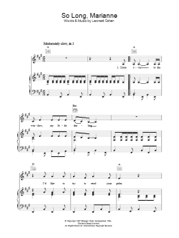 page one of So Long, Marianne (Piano, Vocal & Guitar Chords)