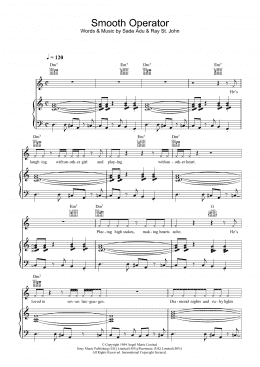 page one of Smooth Operator (Piano, Vocal & Guitar Chords)