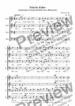 page one of Frische Fahrt - by Joseph von Eichendorff for Men’s Chorus, op. 30