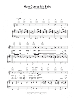 page one of Here Comes My Baby (Piano, Vocal & Guitar Chords)