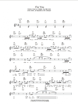 page one of Fix You (Lead Sheet / Fake Book)