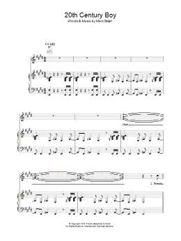 page one of 20th Century Boy (Piano, Vocal & Guitar Chords)