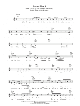 page one of Love Shack (Lead Sheet / Fake Book)