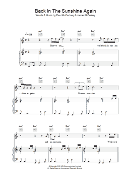 page one of Back In The Sunshine Again (Piano, Vocal & Guitar Chords)