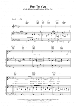 page one of Run To You (Piano, Vocal & Guitar Chords)