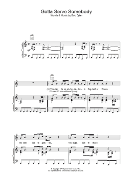 page one of Gotta Serve Somebody (Piano, Vocal & Guitar Chords (Right-Hand Melody))