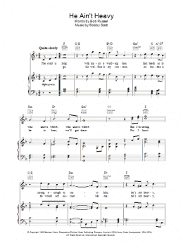 page one of He Ain't Heavy, He's My Brother (Piano, Vocal & Guitar Chords)