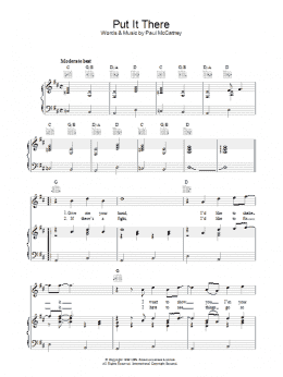 page one of Put It There (Piano, Vocal & Guitar Chords)