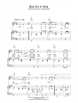 page one of Bird On A Wire (Piano, Vocal & Guitar Chords)