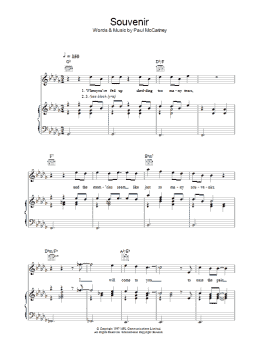 page one of Souvenir (Piano, Vocal & Guitar Chords)