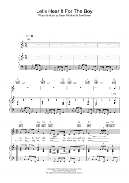 page one of Let's Hear It For The Boy (Piano, Vocal & Guitar Chords)