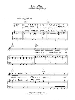 page one of Idiot Wind (Piano, Vocal & Guitar Chords)
