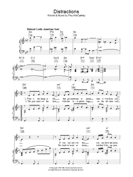 page one of Distractions (Piano, Vocal & Guitar Chords)