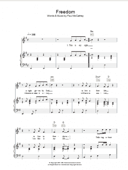 page one of Freedom (Piano, Vocal & Guitar Chords)