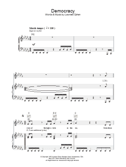 page one of Democracy (Piano, Vocal & Guitar Chords)