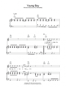 page one of Young Boy (Piano, Vocal & Guitar Chords)