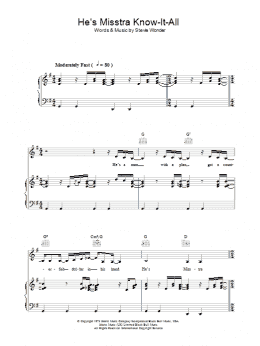 page one of He's Misstra Know-It-All (Piano, Vocal & Guitar Chords)