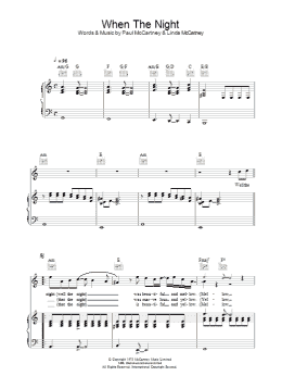page one of When The Night (Piano, Vocal & Guitar Chords)
