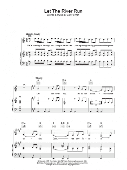 page one of Let The River Run (Piano, Vocal & Guitar Chords)