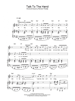 page one of Talk To The Hand (from Jerry Springer The Opera) (Piano, Vocal & Guitar Chords)
