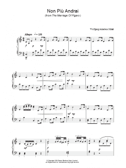 page one of Non Più Andrai (from The Marriage Of Figaro) (Piano Solo)
