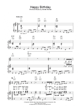 page one of Happy Birthday (Piano, Vocal & Guitar Chords)