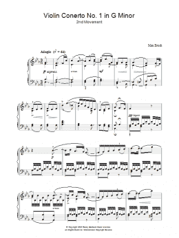 page one of Violin Concerto No.1 In G Minor (2nd Movement) (Piano Solo)