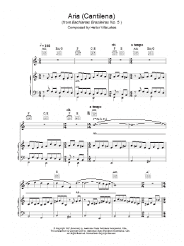 page one of Aria (Cantilena) from Bachianas Brasileiras No. 5 (Piano, Vocal & Guitar Chords)