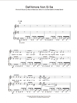 page one of Dell'Amore Non Si Sa (Piano, Vocal & Guitar Chords)