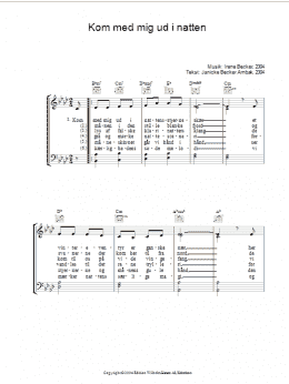 page one of Kom Med Mig Ud I Natten (Piano, Vocal & Guitar Chords)
