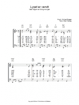 page one of Lyset Er Vendt (Piano, Vocal & Guitar Chords)