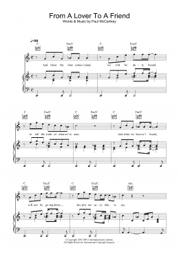 page one of From A Lover To A Friend (Piano, Vocal & Guitar Chords)