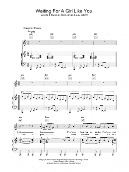 page one of Waiting For A Girl Like You (Piano, Vocal & Guitar Chords)
