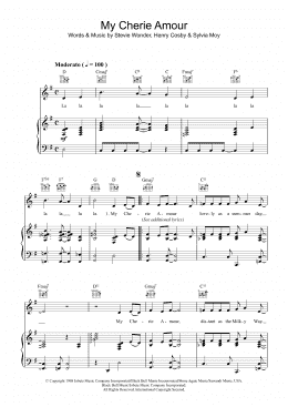 page one of My Cherie Amour (Piano, Vocal & Guitar Chords)