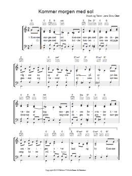 page one of Kommer Morgen Med Sol (Piano, Vocal & Guitar Chords)