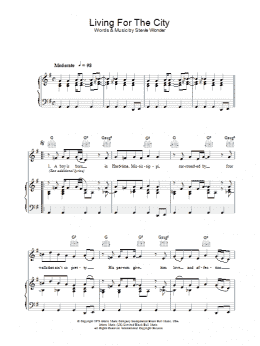 page one of Living For The City (Piano, Vocal & Guitar Chords (Right-Hand Melody))